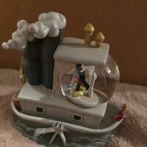 Steamboat Snow Globe with Black and White Accents